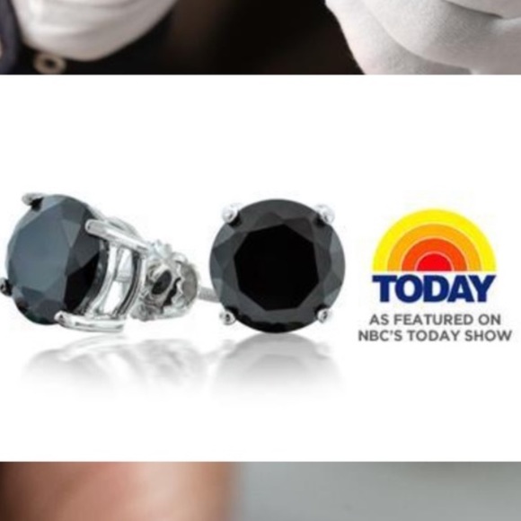 8mm 2 ct Each Round-Cut Black Diamond Earrings - Picture 12 of 16